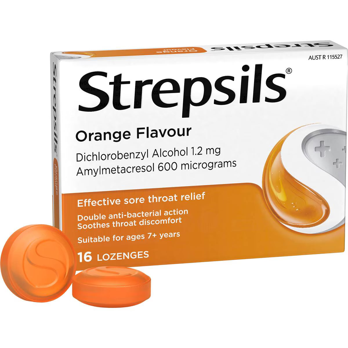 Double Antibacterial Soothing Sore Throat Lozenges Orange | 16 Pack | Strepsils | YG-112561-MC-976905