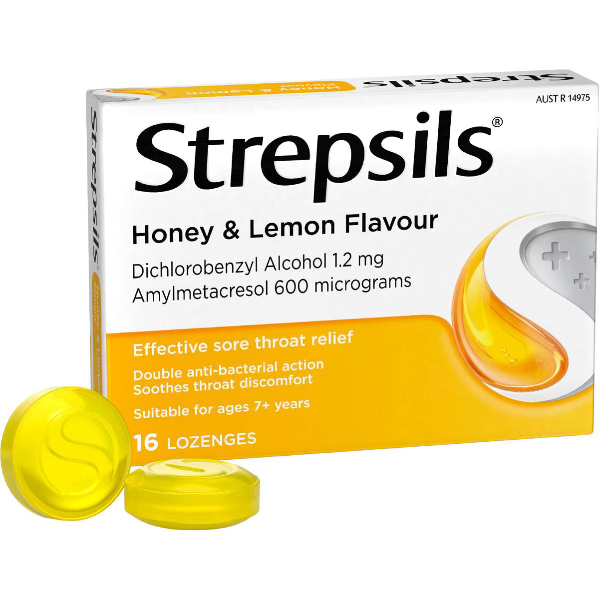Sore Throat Antibacterial Lozenge Honey & Lemon | 16 Pack | Strepsils | YG-008259-MC-976904