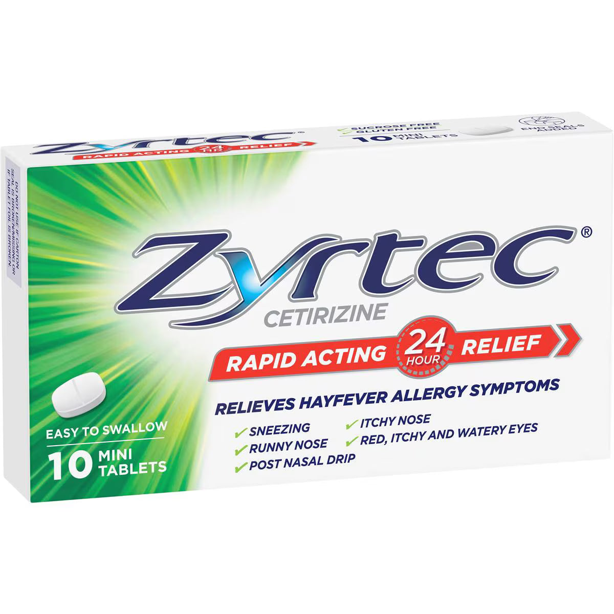 Rapid Acting Hayfever Allergy Relief Antihistamine Tablets | 10 Pack | Zyrtec | YG-111933-MC-977987