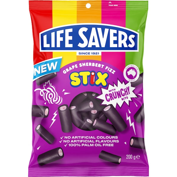 Grape Sherbert Fizz Stix | 200g | Life Savers | YG-111683-MC-977107