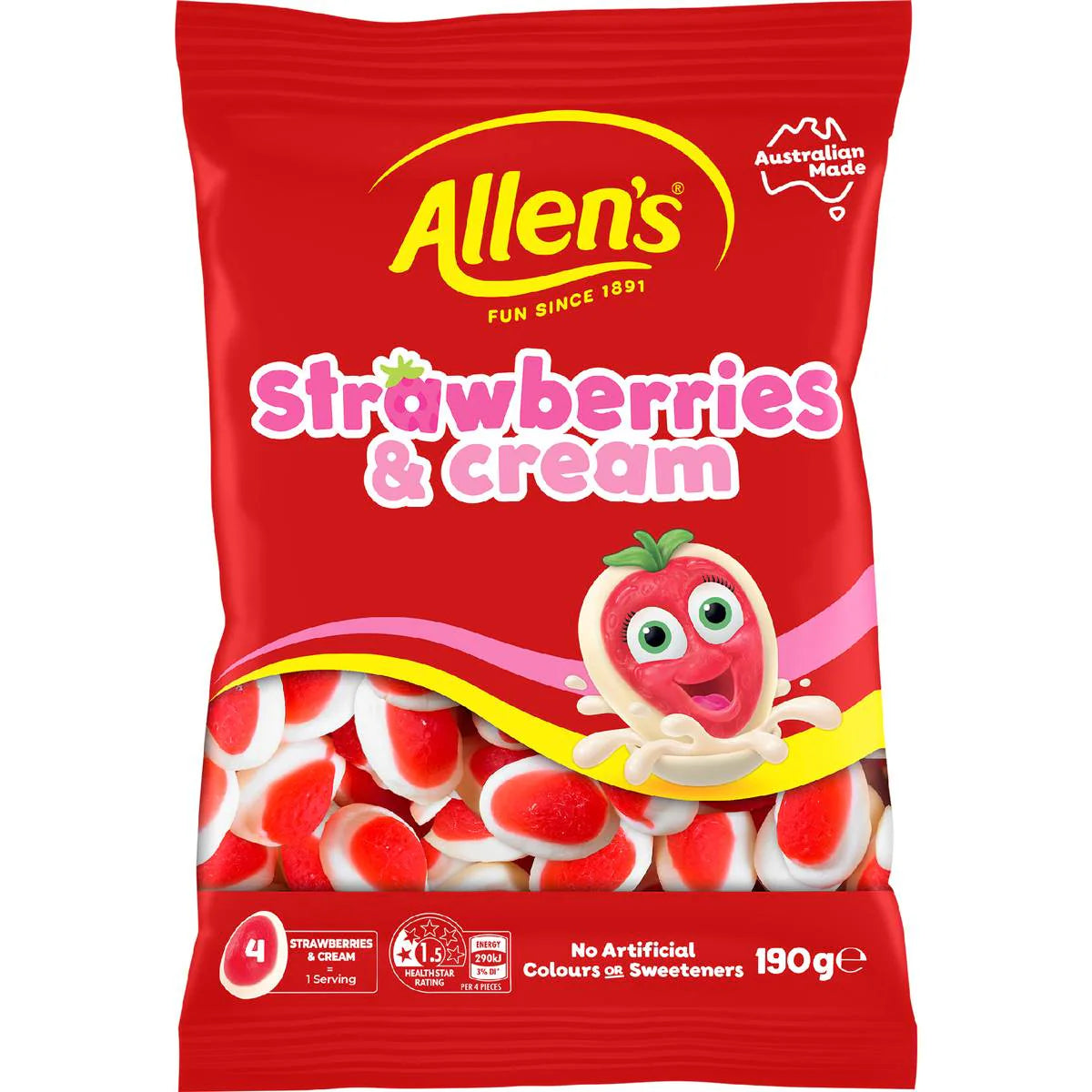 Strawberry & Cream Lollies Bag | 190g | Allen's | YG-111655-MC-976979