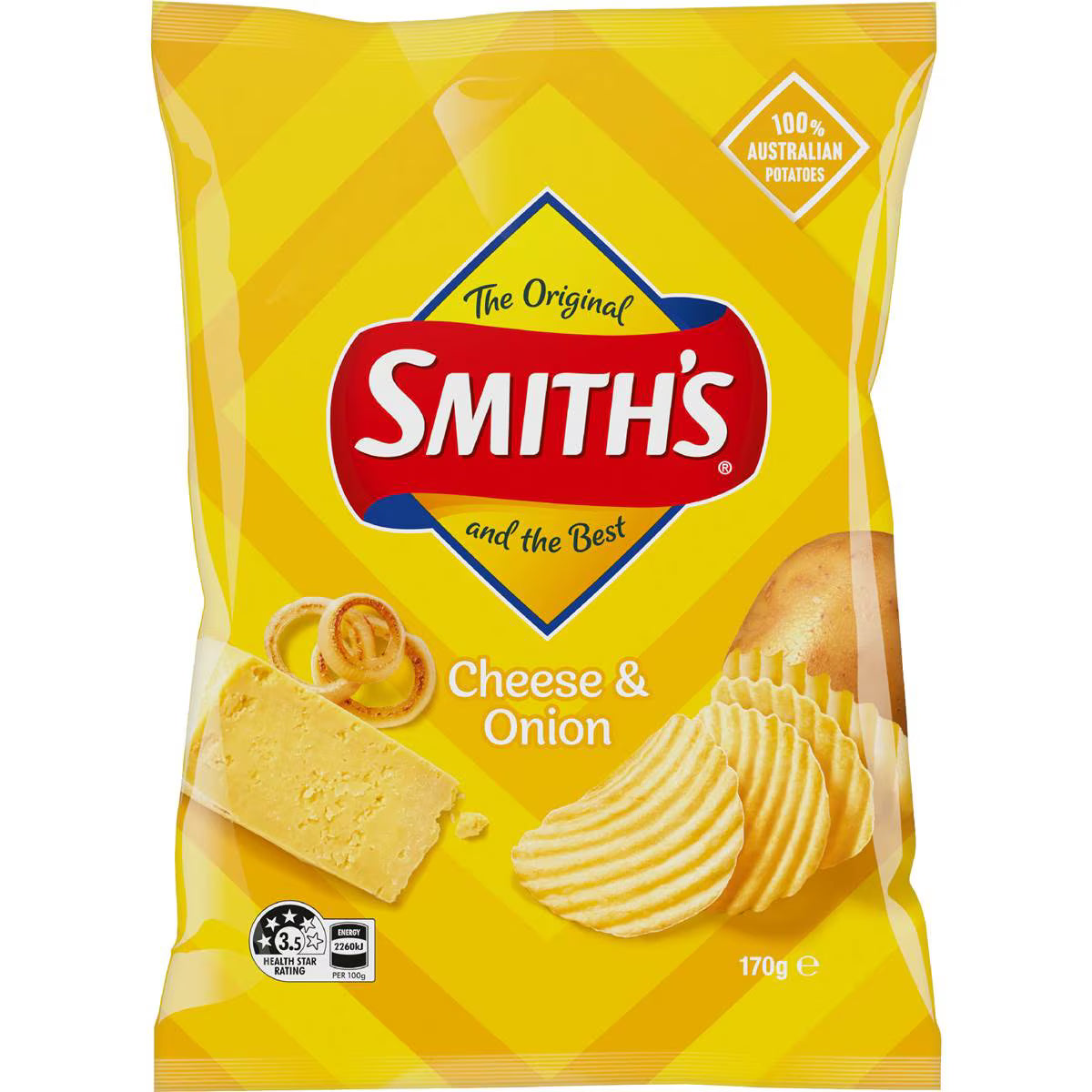Crinkle Cut Potato Chips Cheese & Onion | 170g | Smith's | YG-112538-MC-976804