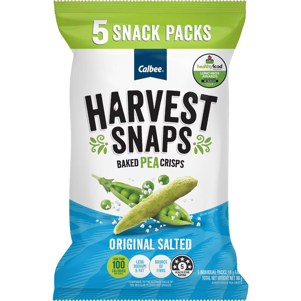 Baked Pea Crisps Original Salted | 5 Pack | Harvest Snaps | YG-111581-MC-976690