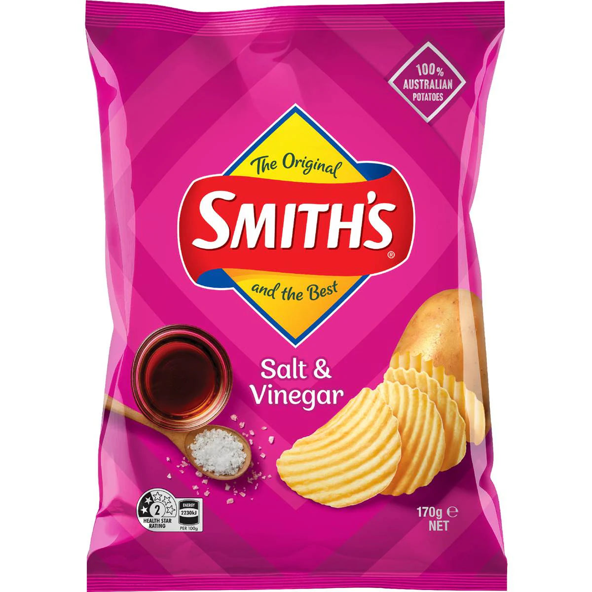 Crinkle Cut Potato Chips Salt & Vinegar | 170g | Smith's | YG-112536-MC-976799