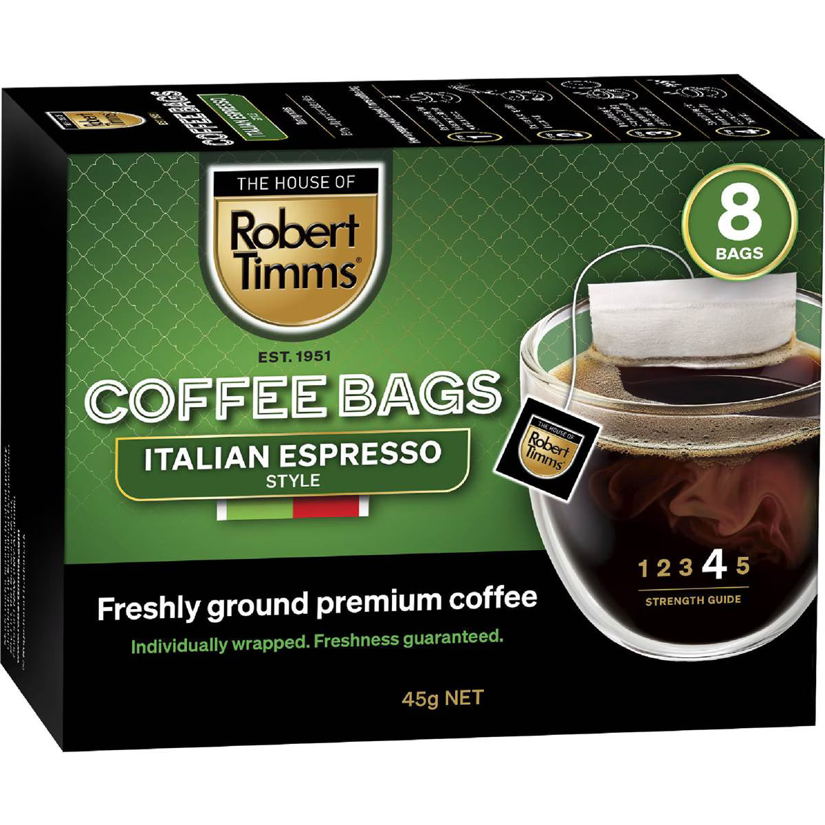 Italian Espresso Coffee Bags | 8 Pack | Robert Timms | YG-010305-MC-977904