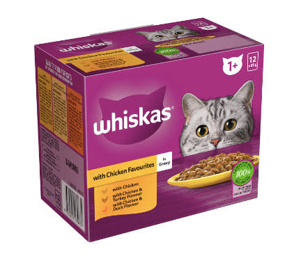 Whiskas 1+ Years Wet Cat Food Chicken In Gravy Pouch 85g x12 Pack