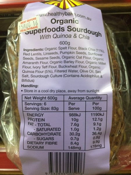 Organic Superfoods Sourdough With Quinoa & Chia