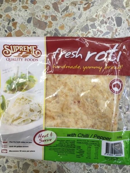 fresh roti with chilli pepper