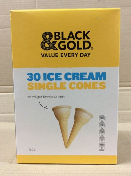 Black & Gold Ice Cream Single Cones
