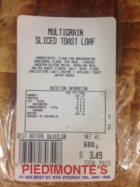 Multigrain Sliced Toast Loaf