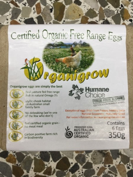 Certified Organic Free Range 6 eggs
