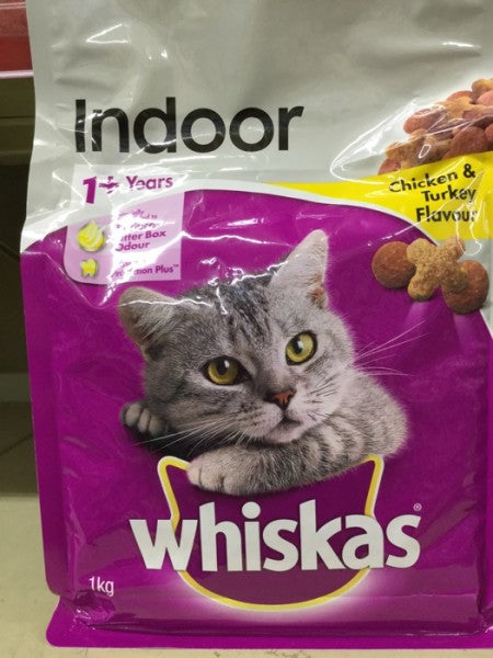 Whiskas 1+ Years Adult Indoor Chicken & Turkey Dry Cat Food