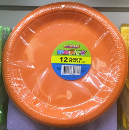 Plastic Dessert Plates Pumpkin Orange 17.8cm