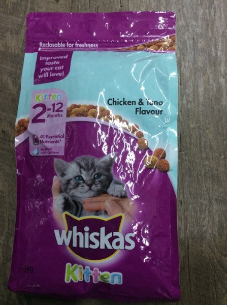 Whiskas 2-12 Months Kitten Dry Food With Chicken & Tuna Bag 800g
