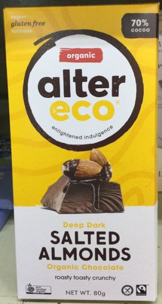 Deep Dark Salted Almonds Organic Chocolate