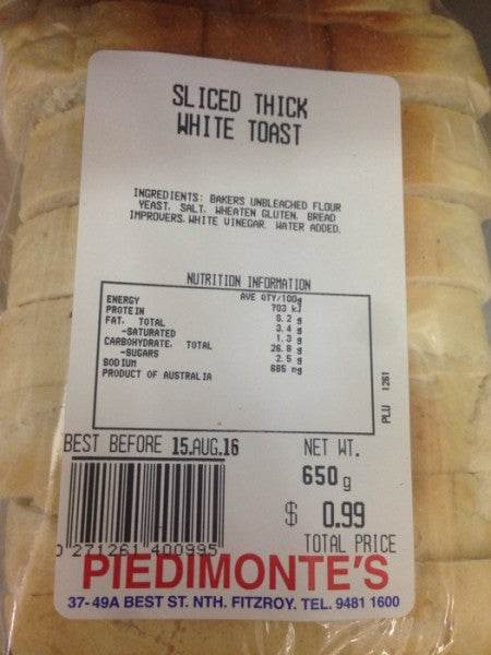 Sliced Thick White Toast