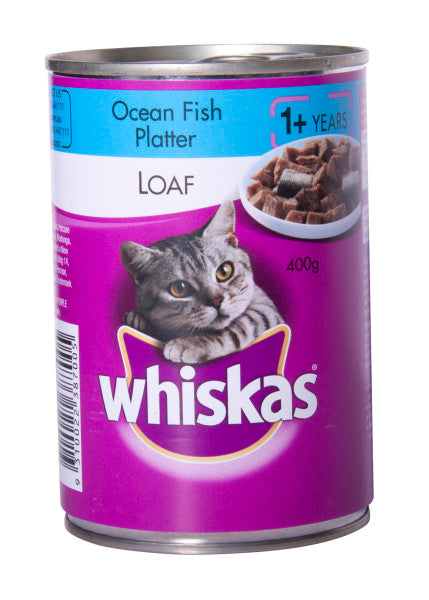 Whiskas 1 + Years Adult Wet Cat Food With Ocean Fish Platter Loaf Can 400g
