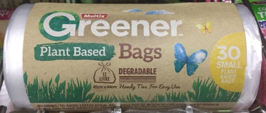 Greener Plant Based Handy Tie Bin Bags Small 12L 45x44cm