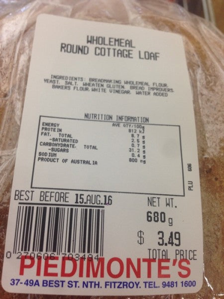 Wholemeal Round Cottage Loaf