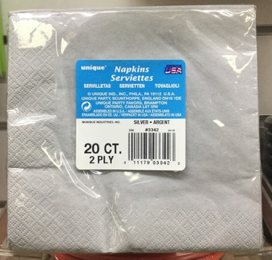 Serviettes 2ply Silver