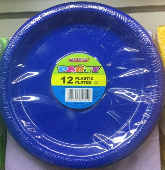 Plastic Dessert Plates Royal Blue 17.8cm