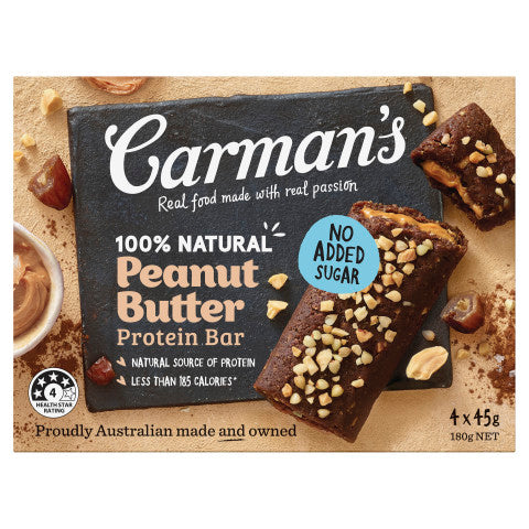 Protein Bar Peanut Butter 4 Pack 180g | 4 Bars | Carman's | YG-011728-PD-016437
