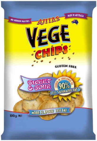Ajitas Vege Chips Sweet And Sour Gluten Free | 100g | Vege Chip Company | YG-010447-PD-051505