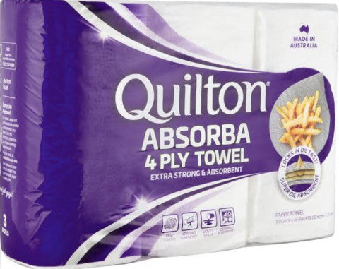 Absorba 4 Ply Paper Towel | 3 Rolls x 60 Sheets | Quilton | YG-005103-PD-015491