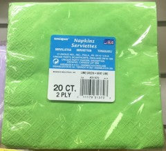 Serviettes 2ply Lime Green Small | 20 Pack | Unique | YG-005134-PD-017442