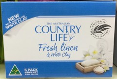 Fresh Linen & White Clay Body Soap | 5 Bars | Country Life | YG-005852-PD-014655