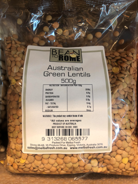 Australian Green Lentils | 500g | Bean To Rome | YG-000683-GFV-002093
