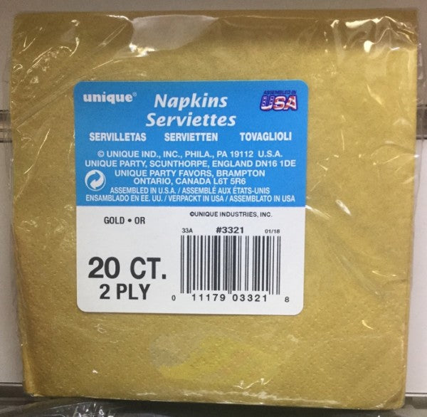 Serviettes 2ply Gold Small | 20 Pack | Unique | YG-005179-PD-015443