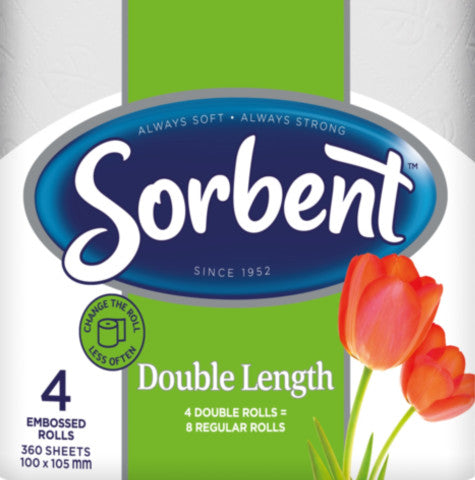 Double Length Toilet Roll | 4 Rolls | Sorbent | YG-004640-PD-015761