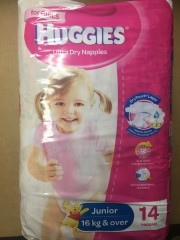 Ultra Dry Junior Nappies For Girls 16kg & Over | 14 Nappies | Huggies | YG-009615-PD-053154