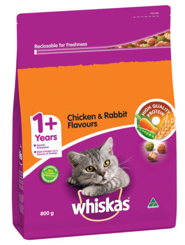 Chicken & Rabbit Flavours Dry Cat Food 1+ Years | 800g | Whiskas | YG-005024-PD-006241