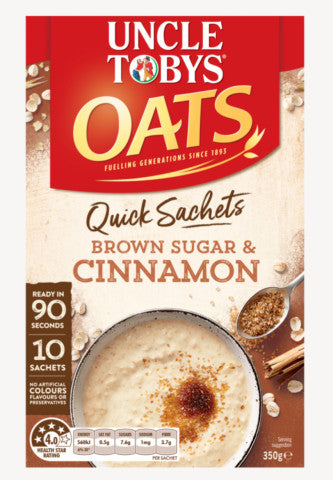 Rolled Oats Quick Sachets Brown Sugar & Cinnamon | 10 sachets  | Uncle Tobys | YG-004408-PD-016315
