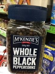 Whole Black Peppercorns | 200g | Mckenzies | YG-010660-PD-053245