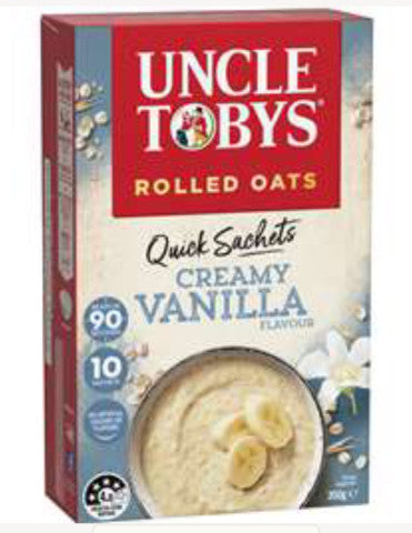 Rolled Oats Quick Sachets Creamy Vanilla Flavour | 10 sachets | Uncle Tobys | YG-004373-PD-016319