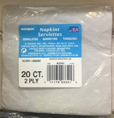 Serviettes 2ply Silver Small | 20 Pack | Unique | YG-005166-PD-017457