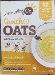 Quick Oats Creamy Honey Sachets | 12 Sachets | Community Co | YG-005644-PD-018337