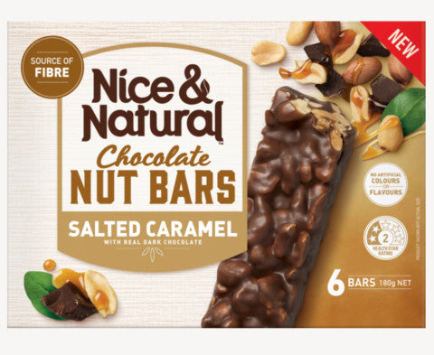 Chocolate Nut Bars Salted Caramel W/ Real Dark Chocolate | 6 Bars | Nice & Natural | YG-011622-PD-016073