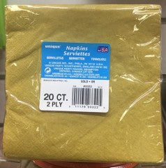 Serviettes 2ply Gold | 20 Pack | Unique | YG-005238-PD-017525