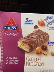 Low Carb Indulge Caramel Nut Chew Bars | 5 x 34g | Atkins | YG-008566-PD-012192