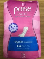 Poise Pads Regular Absorbency | 16 Pads | YG-009081-PD-052660