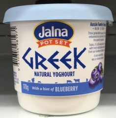 Greek Natural Yoghurt W/ A Hint Of Blueberry | 170g | Jalna | YG-005753-PD-018283