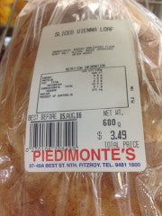 Sliced Vienna Loaf | 680g | Piedimontes Supermarket | YG-006459-PD-023561