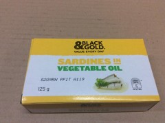 Sardines In Vegetable Oil | 125g | Black & Gold | YG-008281-PD-051653