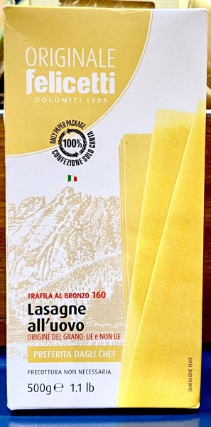 Lasagne Sheets With Egg | 500g | Felicetti | YG-000570-GFV-002200