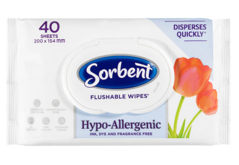 Hypo-Allergenic Flushable Wipes | 40 Sheets | Sorbent | YG-005119-PD-015511