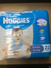 Ultra Dry Crawler Nappies For Boys 6-11 Kg | 22 Nappies | Huggies | YG-009620-PD-053151